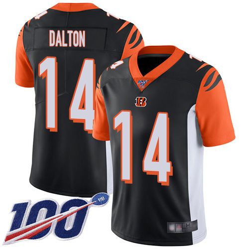 Cincinnati Bengals Limited Black Men Andy Dalton Home Jersey NFL Footballl 14 100th Season Vapor Untouchable